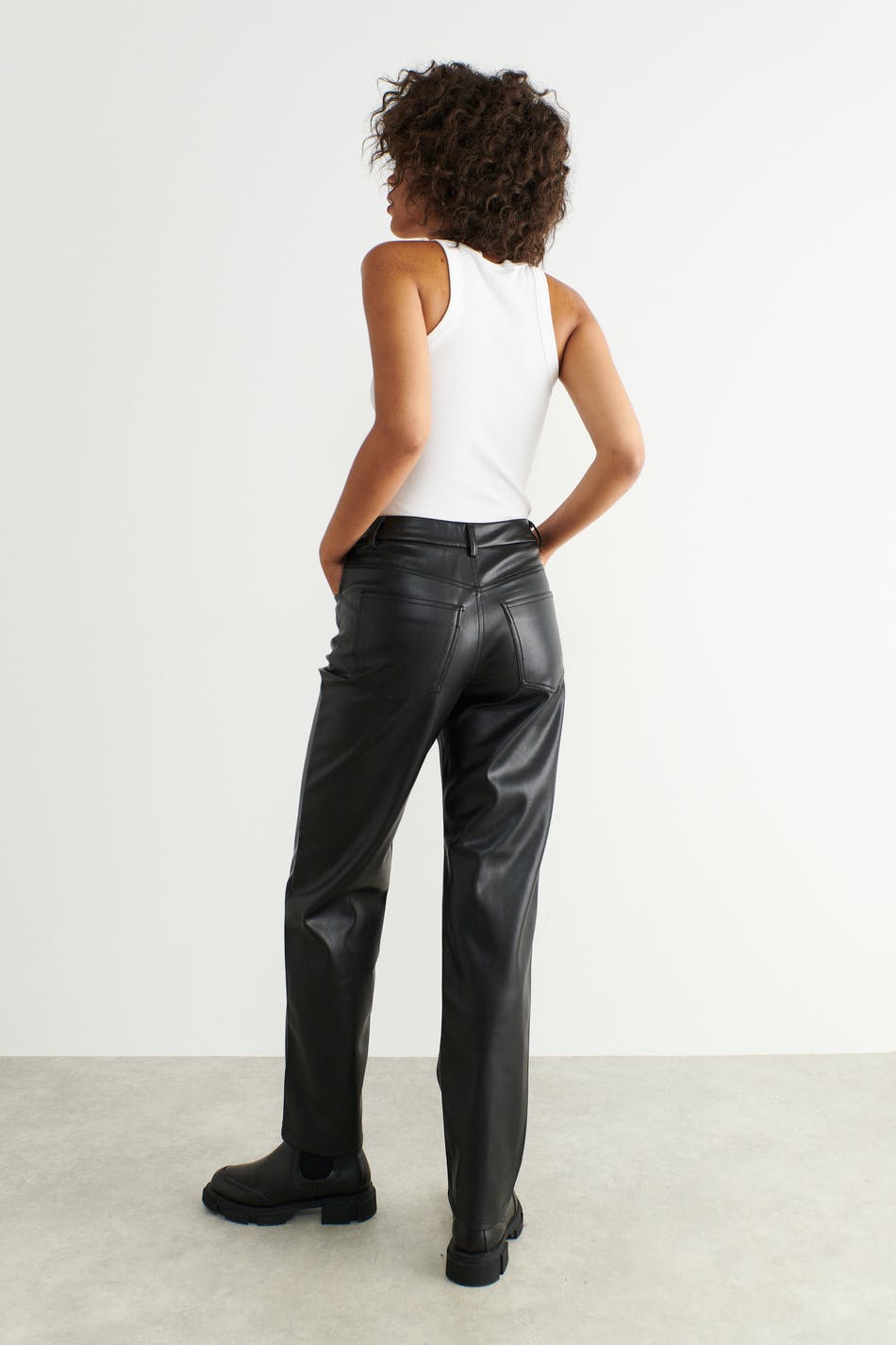 Straight pu trousers