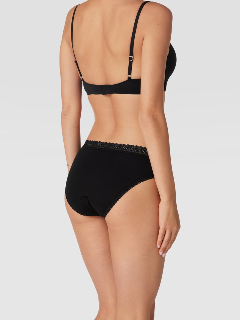 Slip mit Spitzenbesatz im 2er-Pack in schwarz