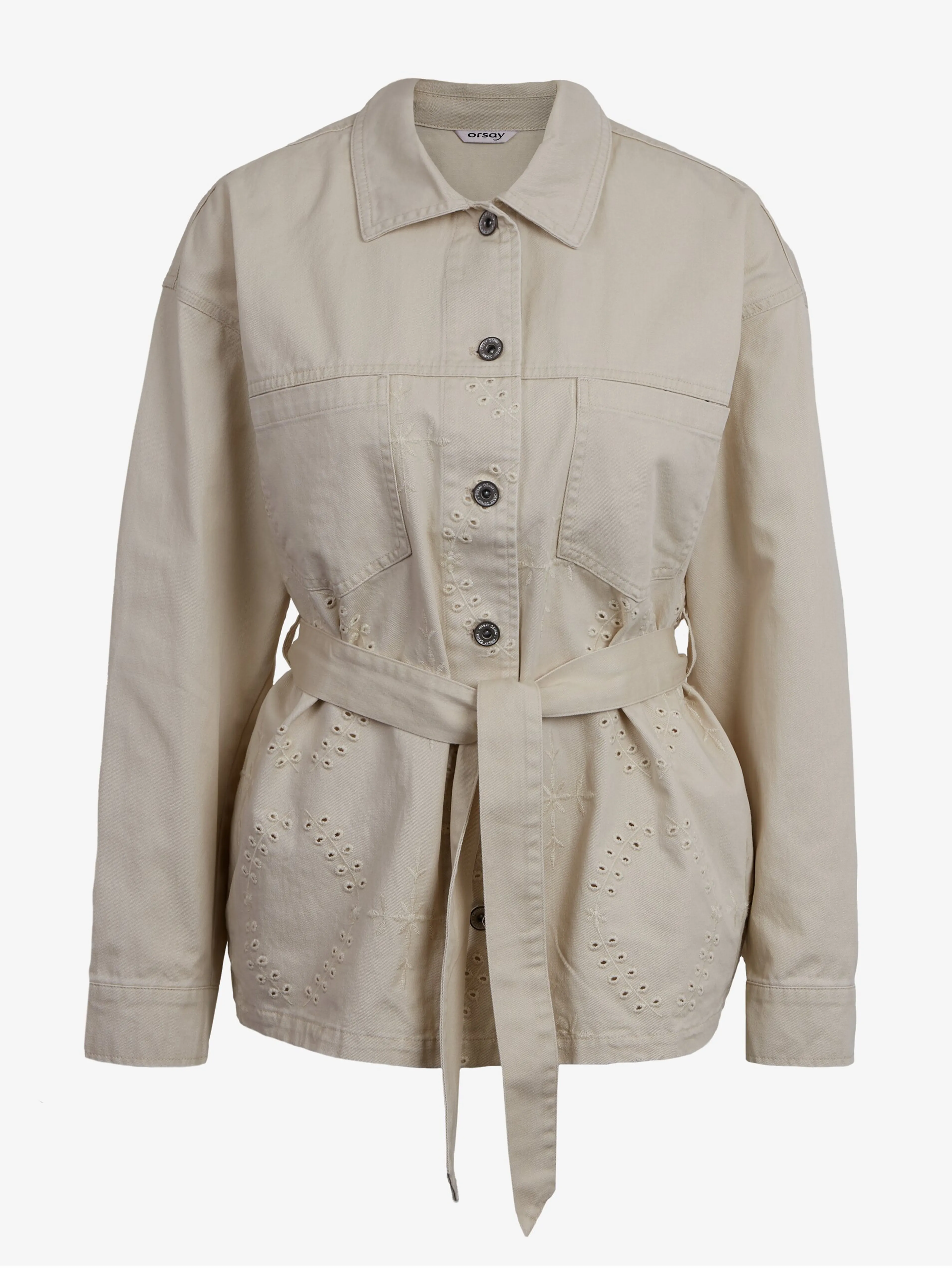 Beige gemusterte Damen-Jeansjacke ORSAY