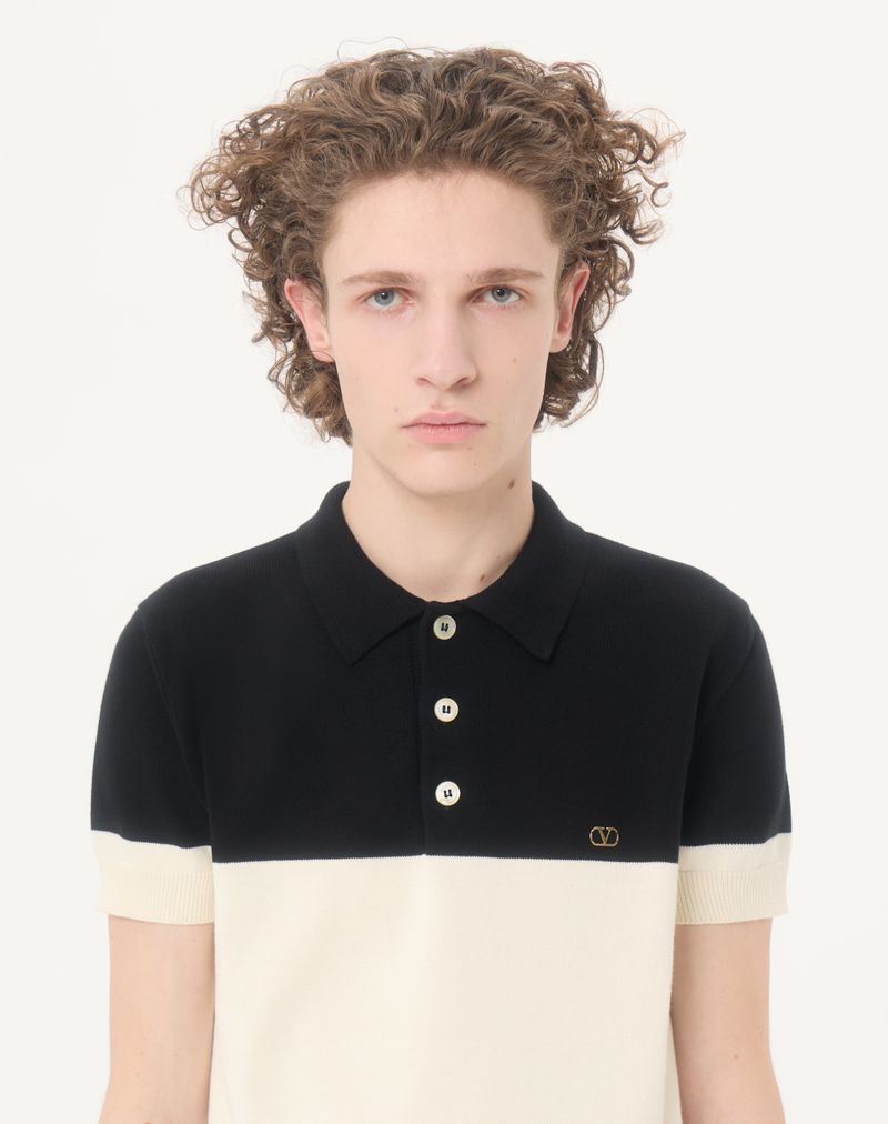 Valentino poloshirt van wol met V-logo