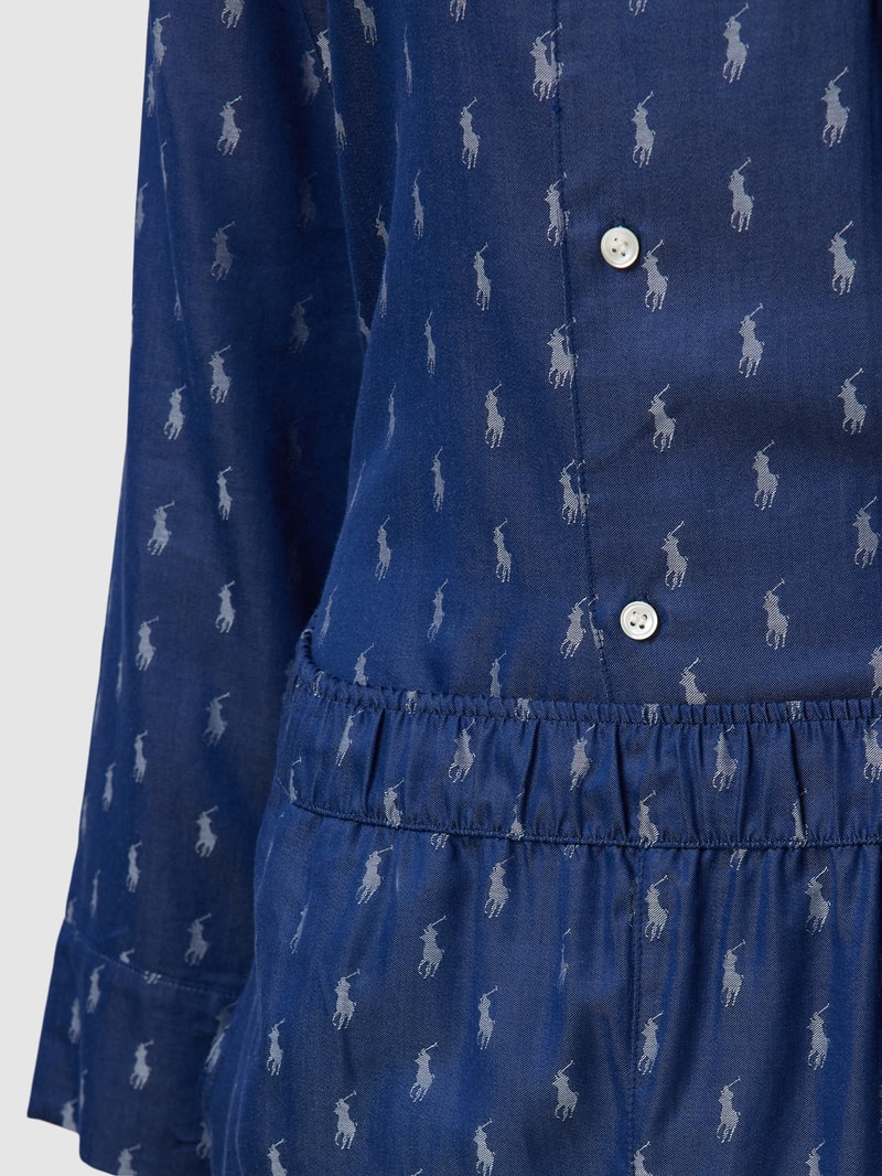 Pyjama mit Lyocell-Anteil und Allover-Logo-Muster in marineblau