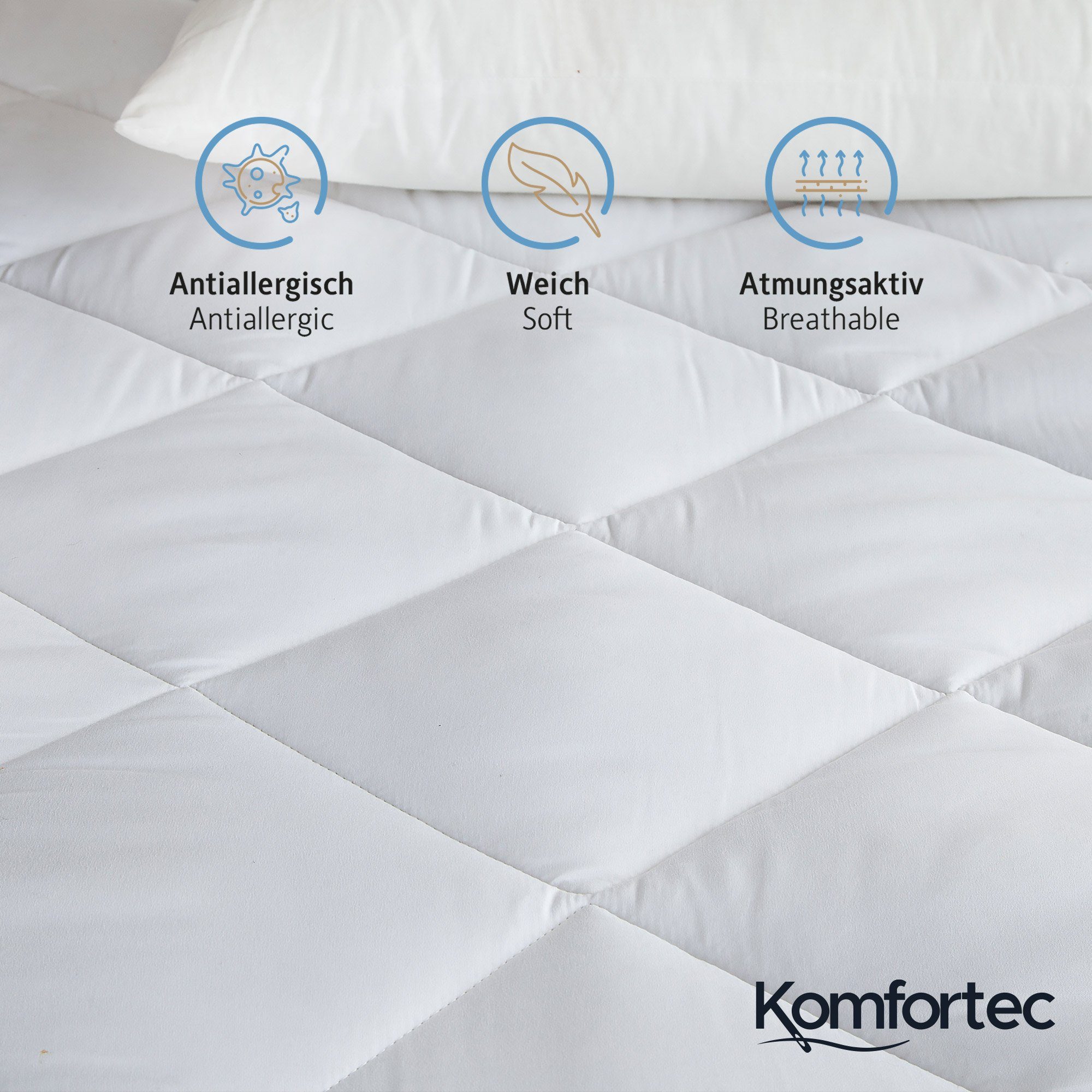 Matratzenauflage 500 g/m², 90x200, 120x200, 140x200, 160x200, 180x200 oder 200x200 cm Komfortec, 1&2 Stück Atmungsaktiv Matratzenschoner, Allergiker Matratzenschutz