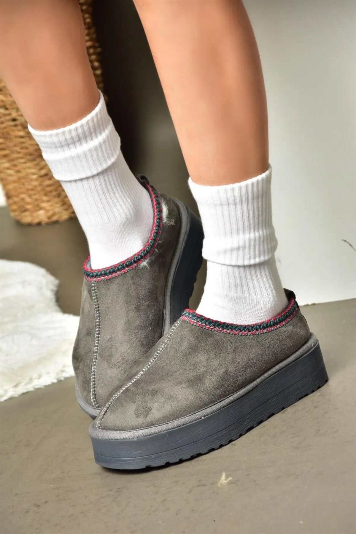 Fox Shoes  Pantolette - Grau - Flacher Absatz