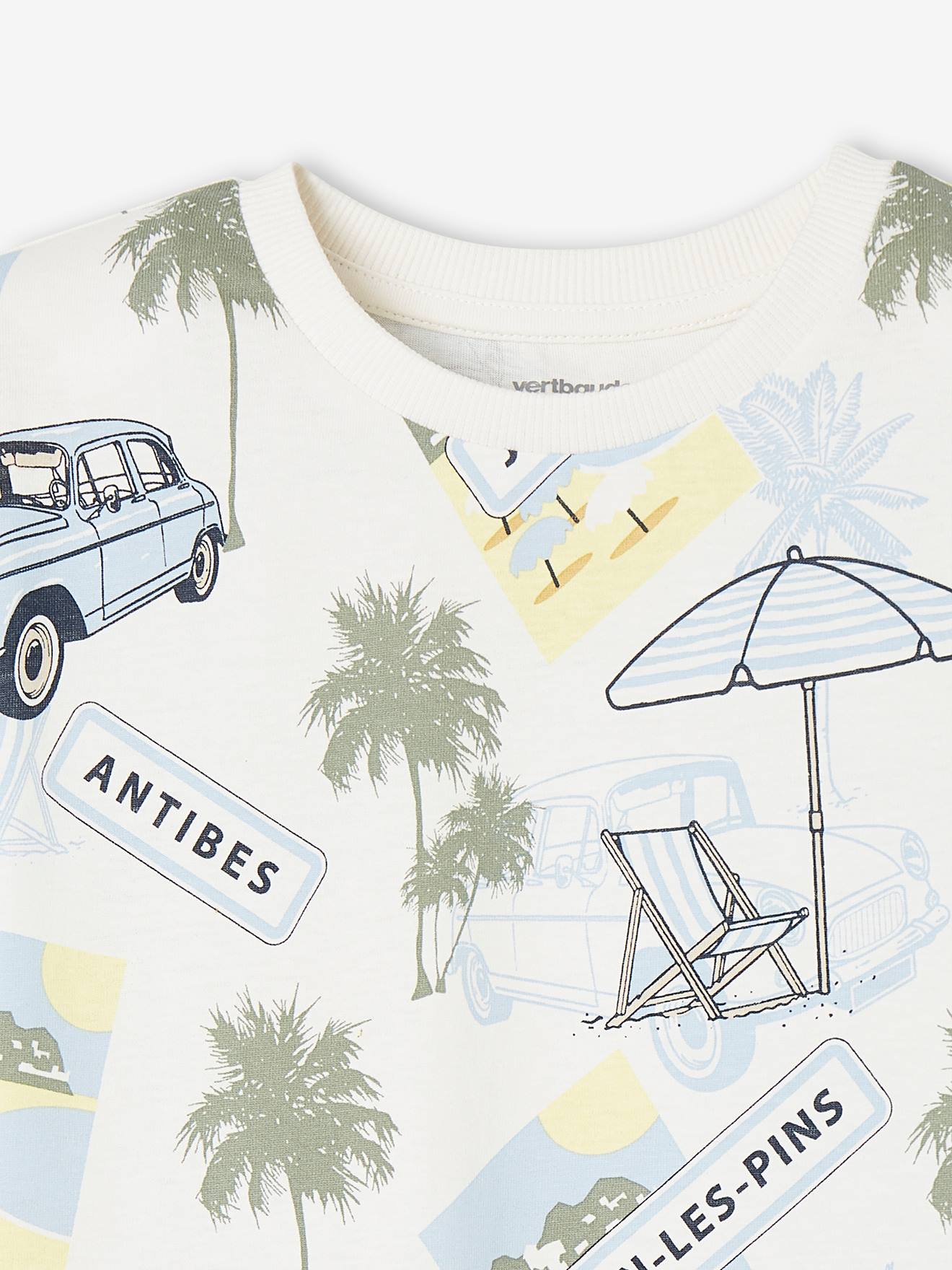 Vertbaudet Jungen T-Shirt, Urlaubs-Print Oeko-Tex - weiß bedruckt
