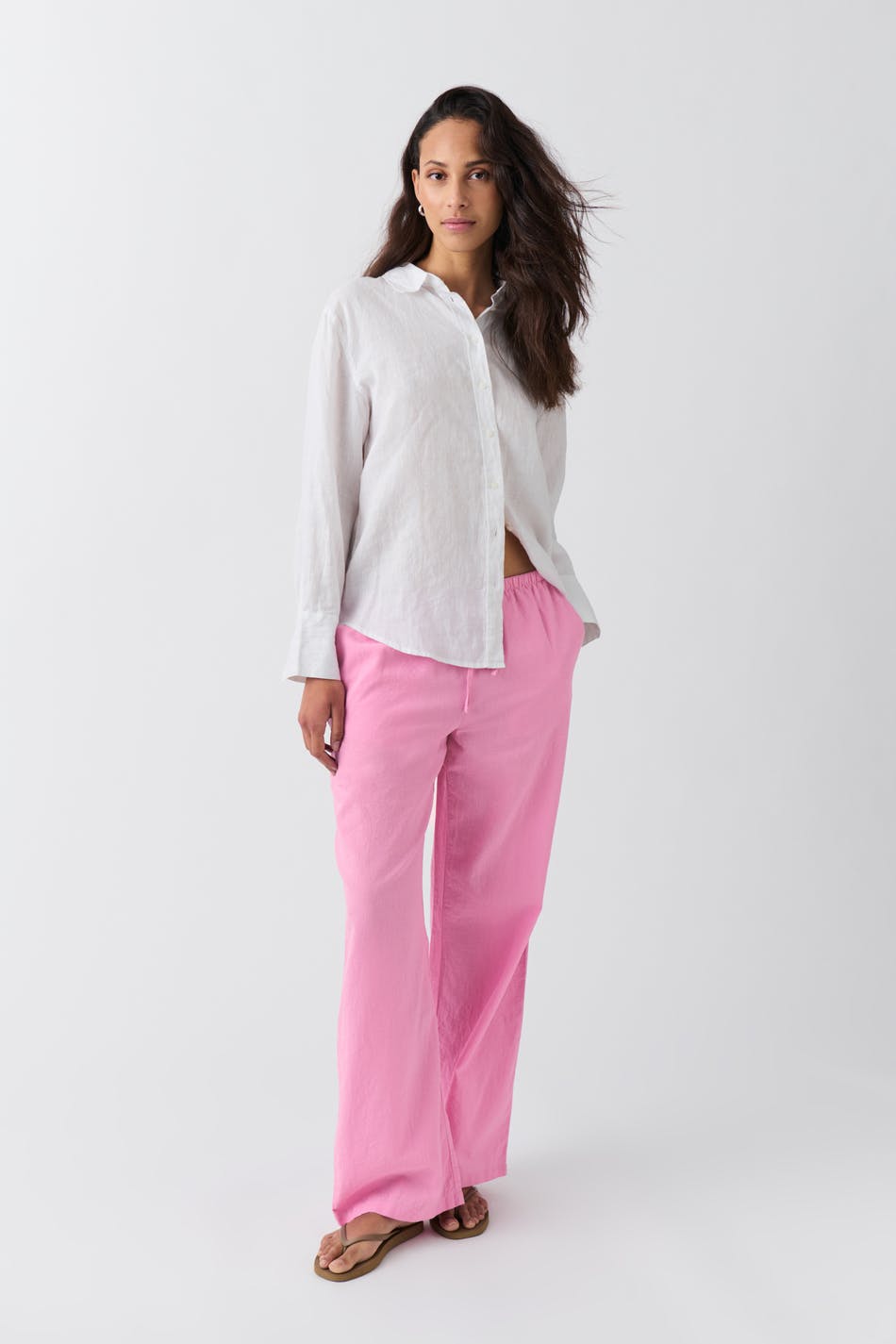 Linen blend trousers