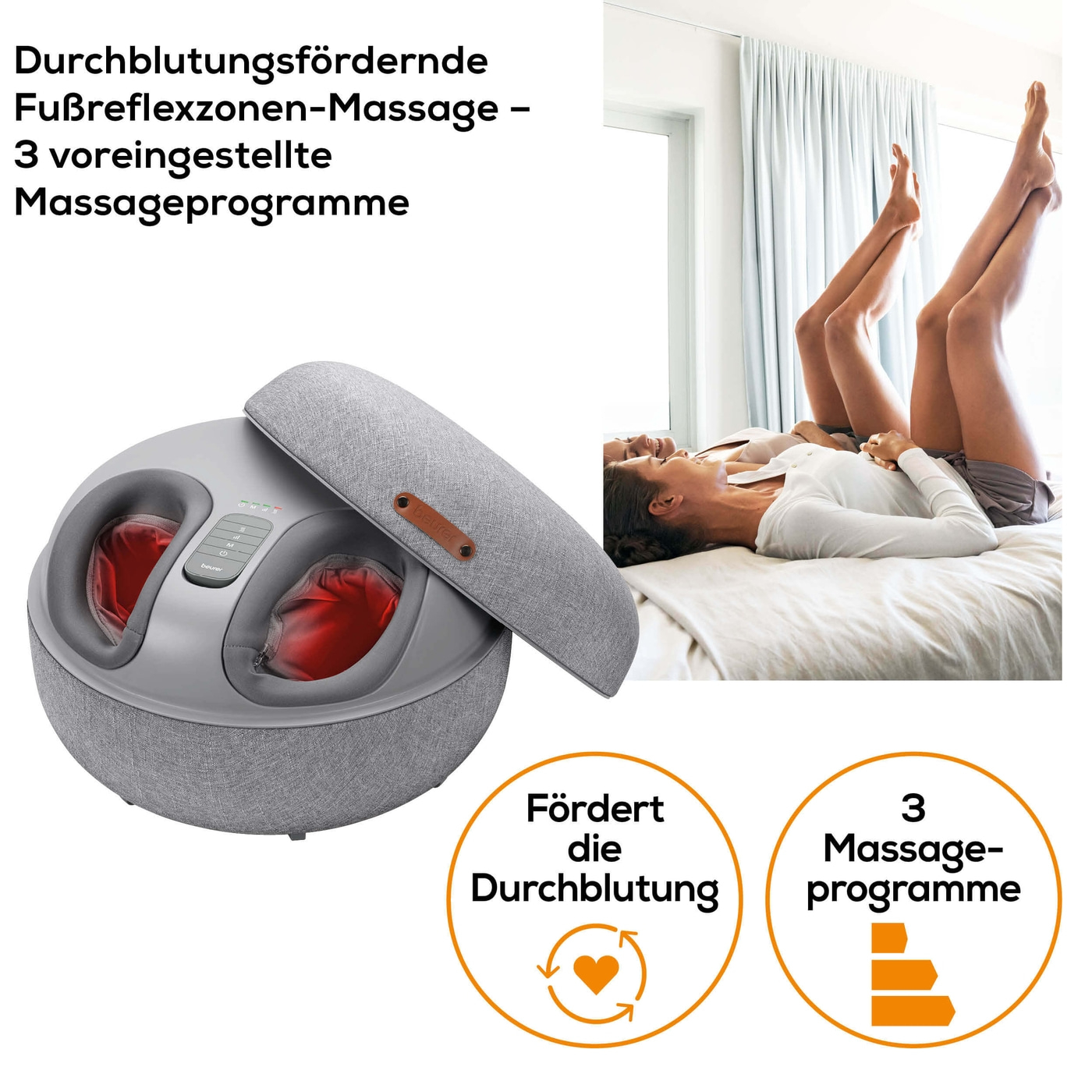 FM 120 2-in-1 Shiatsu-Fußmassagegerät-Entspannende Fußmassage plus moderner Sitzhocker
