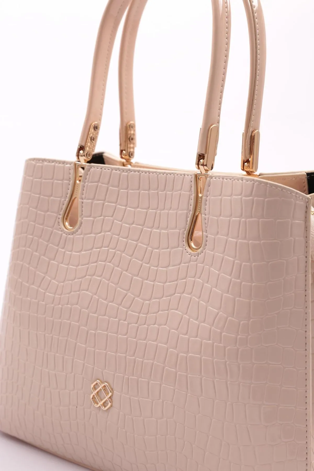 DGN  10015 Beige Krokodil Damen Säulentasche