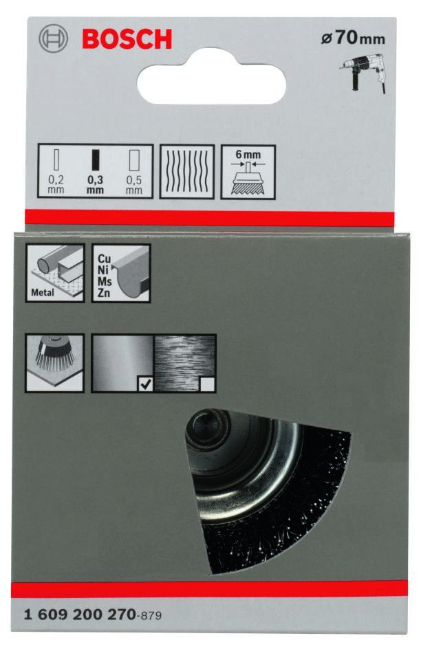 Bosch Blue Zubehör 1609200270 Kabelgebundene Bürste 70 mm geriffelt 6 mm Schaft