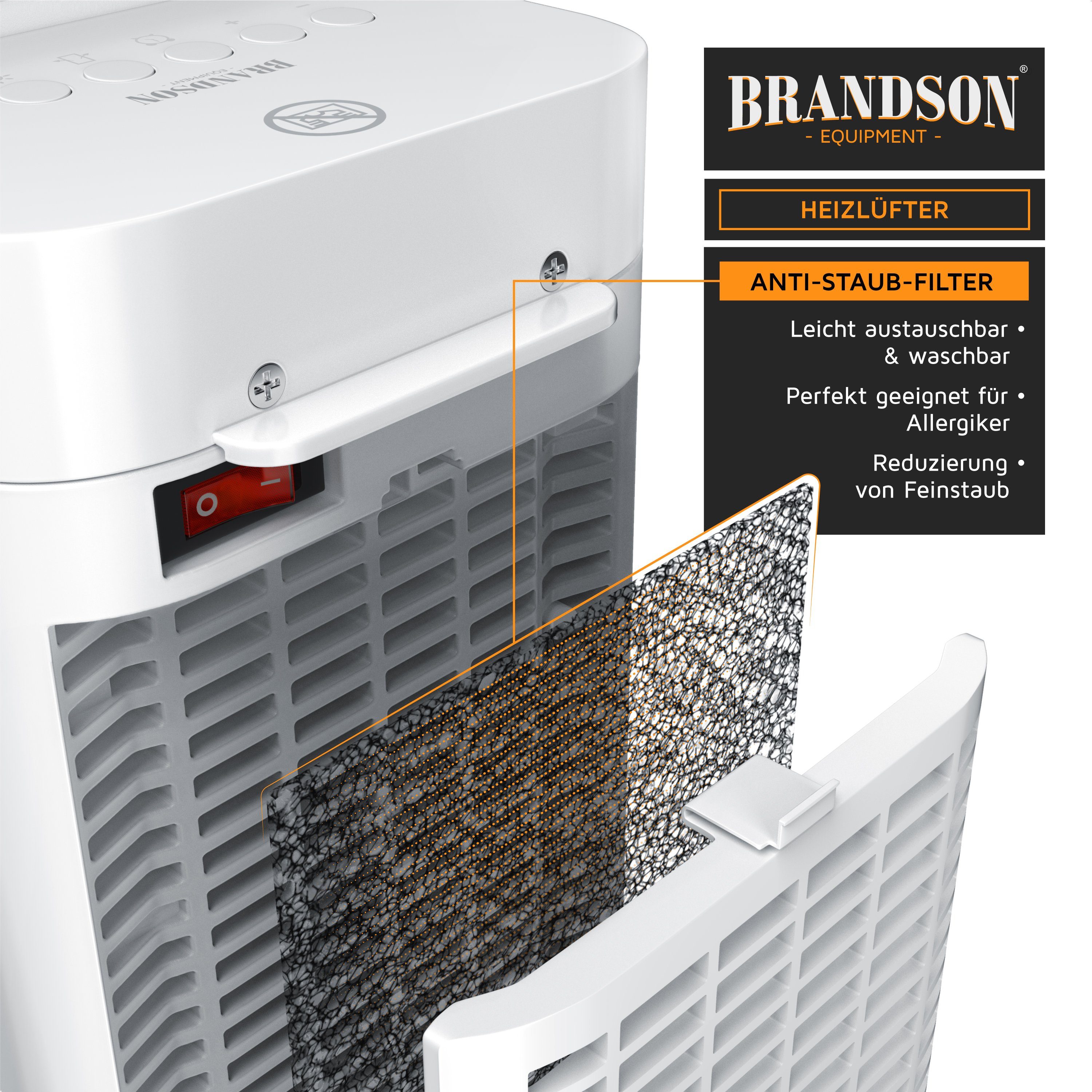 Brandson Heizlüfter, 2000 W, Fernbedienung, leise, Oszillation, Timer, Badezimmer Keramikheizlüfter