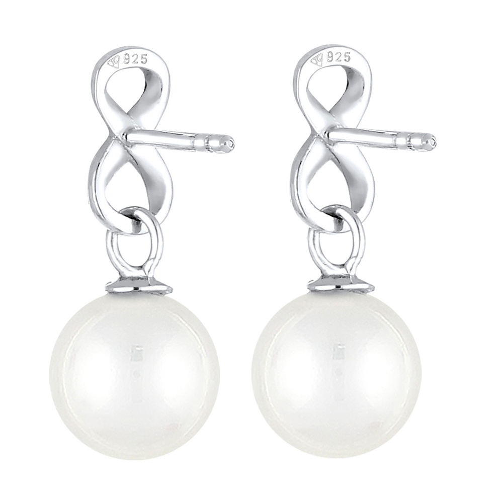Elli Elli Boucles d'Oreilles Infinity Perle Unendlichkeit 925 Silber Boucles d'oreilles