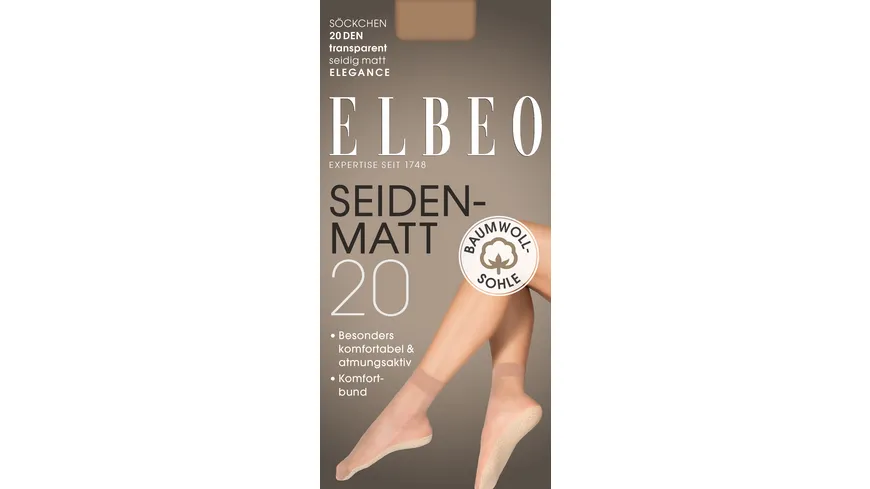 ELBEO Damen Söckchen mit Baumwoll-Sohle Seidenmatt 20 DEN schwarz