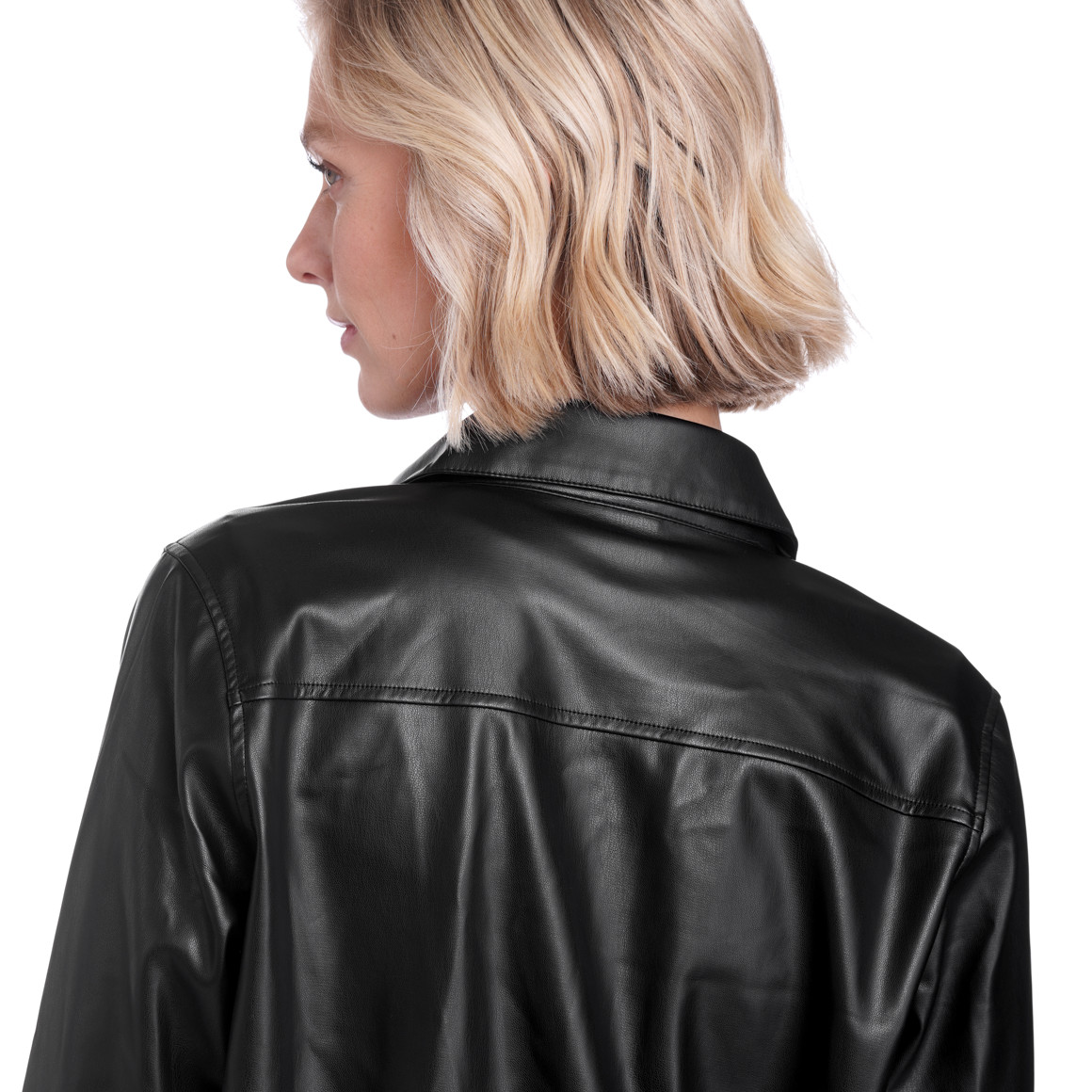 Damen Overshirt in Leder-Optik