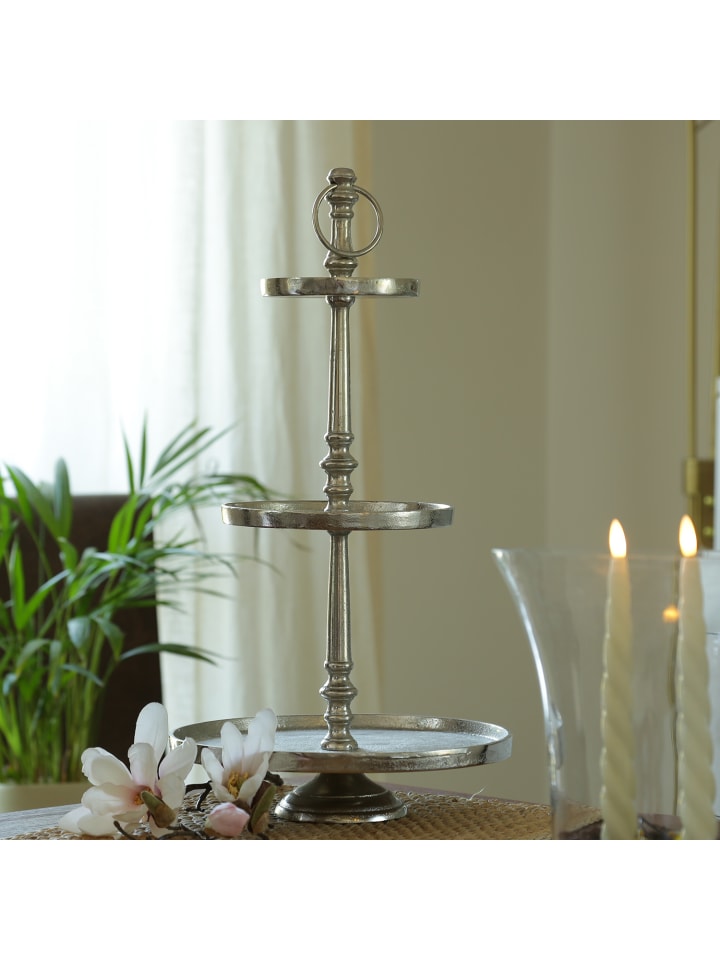 MARELIDA Etagere Aluminium 3 stöckige Servierplatte Dekoetagere H: 51cm in silber günstig kaufen onesize
