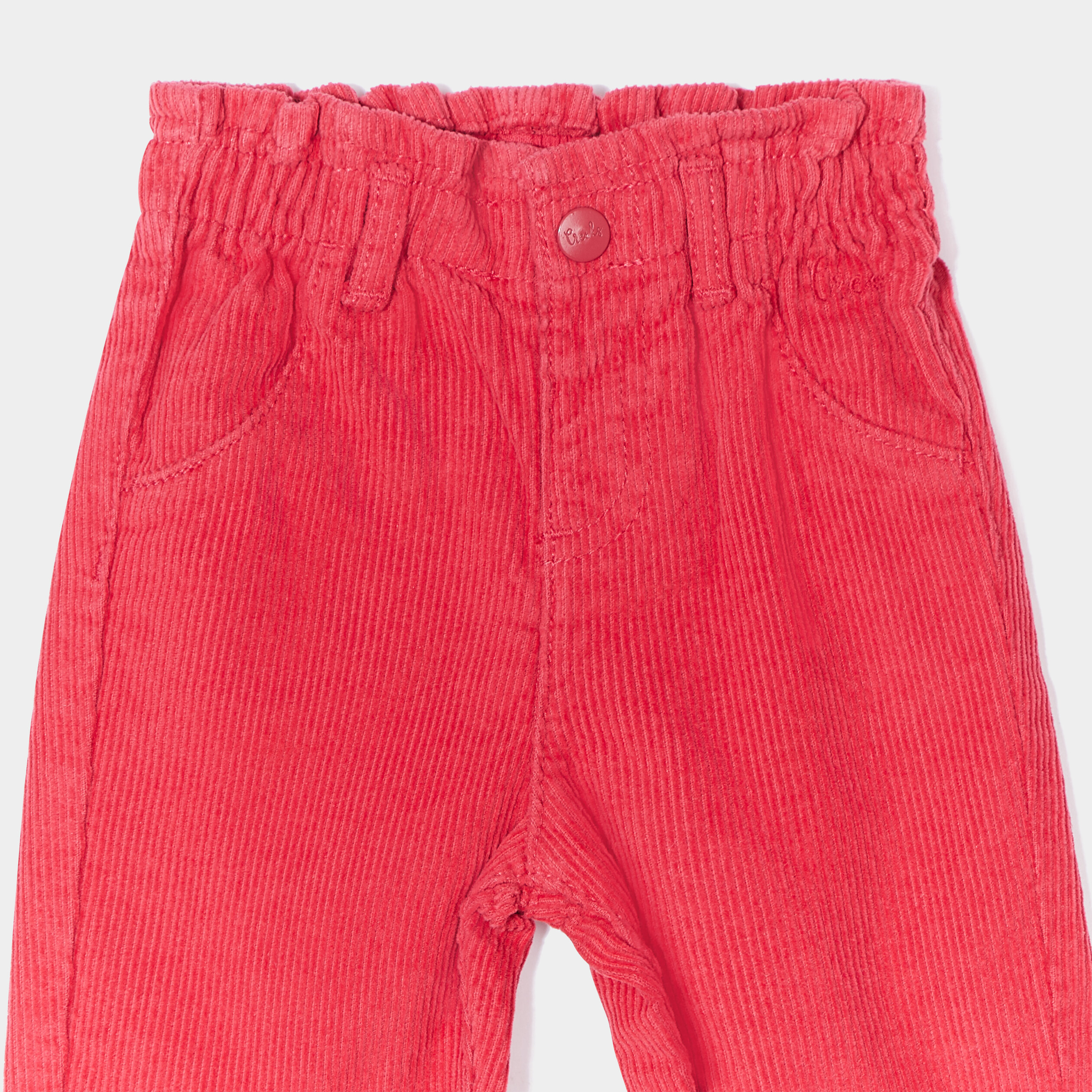 Pantalon slouchy velours côtelé Creeks rouge foncé bébé fille | La Halle