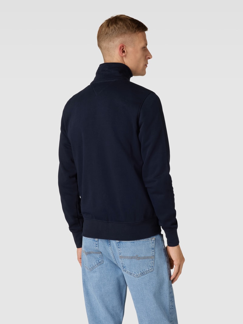 Sweatjacke mit Stehkragen Modell 'FLAG LOGO' in marineblau