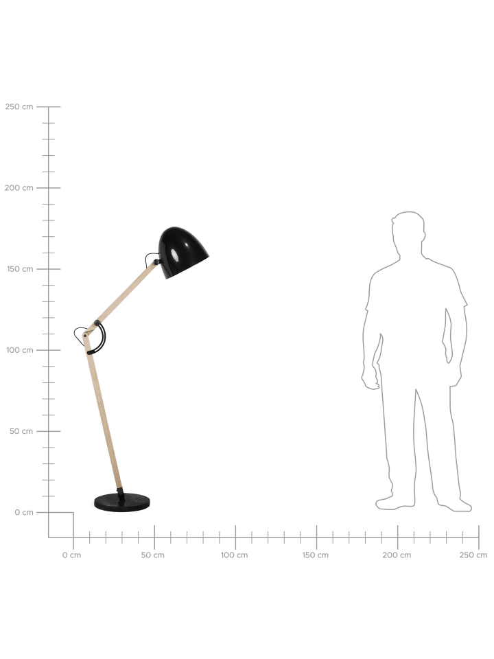Beliani Stehleuchten HETTON in Schwarz/Heller Holzfarbton/Gold günstig kaufen onesize
