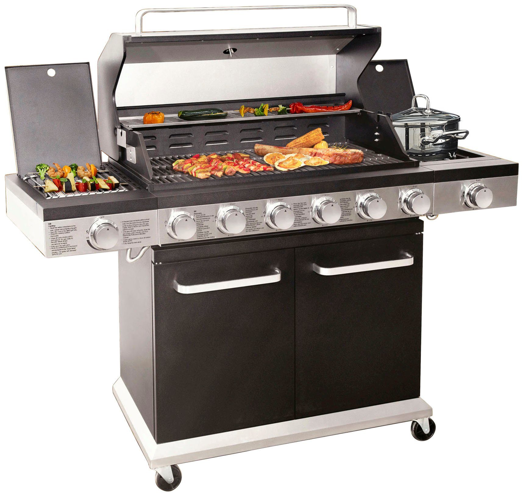KONIFERA Gasgrill Montreal XL, BxTxH: 141x47,5x114, 6 Haupt-, 1 Seiten- und 1 Infrarotbrenner