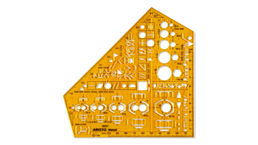 ARISTO Schulwinkel Metall mit Tuschenoppen orange-transparent