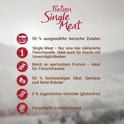 Purizon Single Meat Adult Pferd mit Süßkartoffel und Ringelblumenblüten