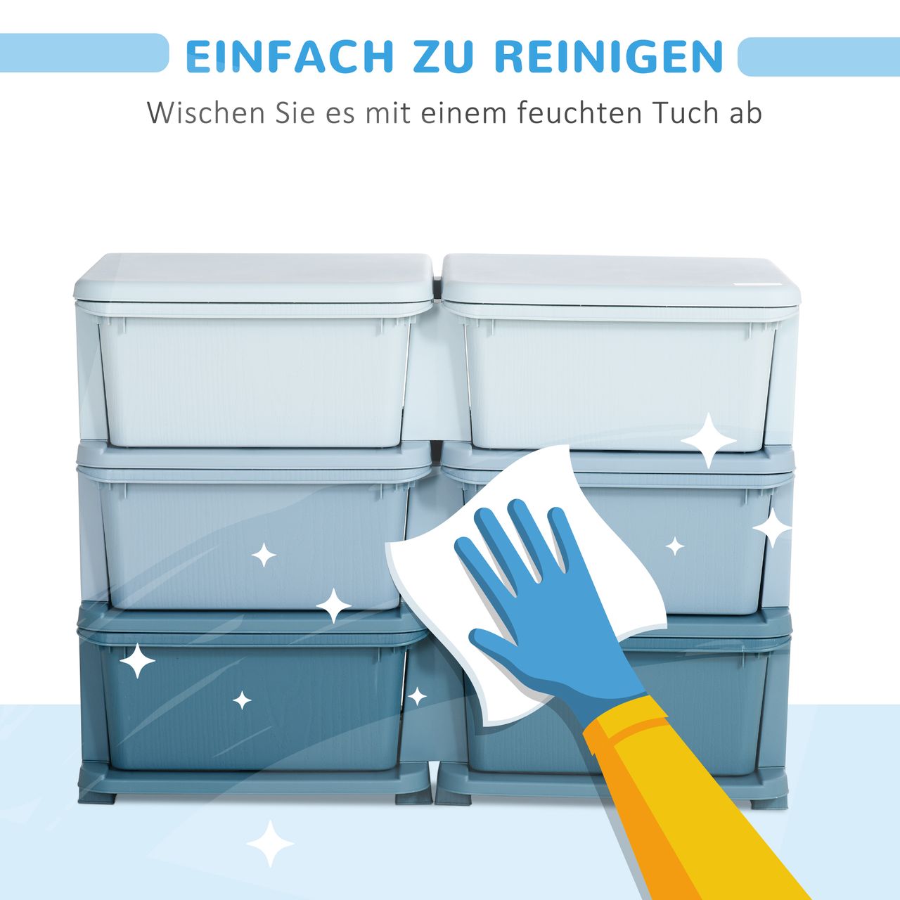 HOMCOM Schubladenschrank für Kinder Aufbewahrungsboxen mit 6 Ebenen Kindermöbel