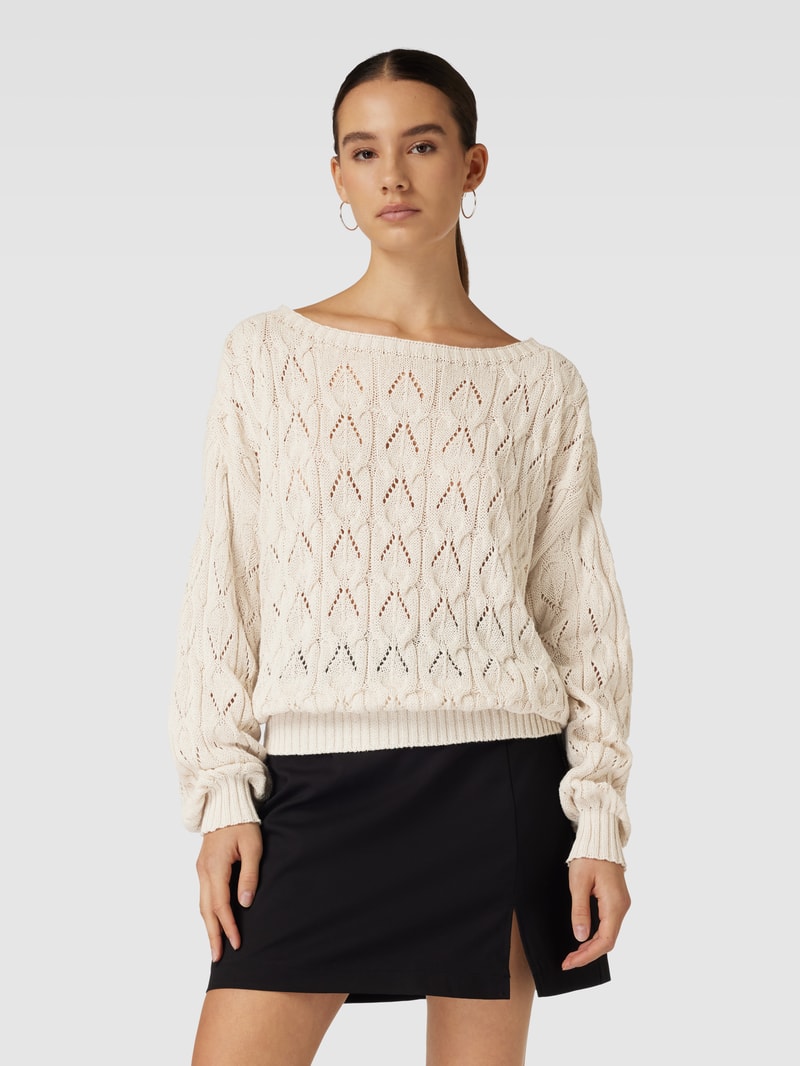 Strickpullover mit Lochstickerei Modell 'Brynn life' in sand