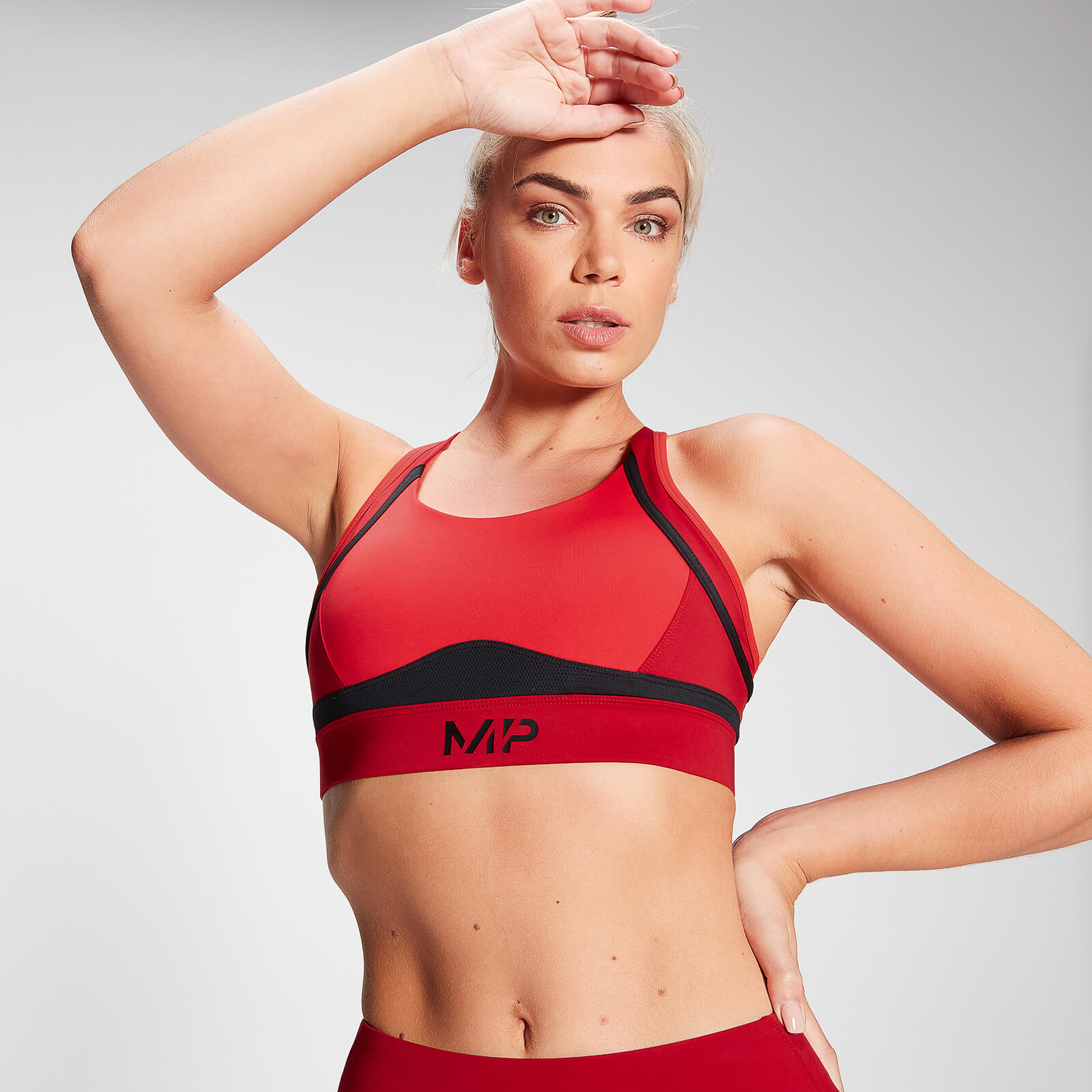 Brassière de sport colour-block convertible MP Engage pour femmes – Rouge danger/Lie-de-vin