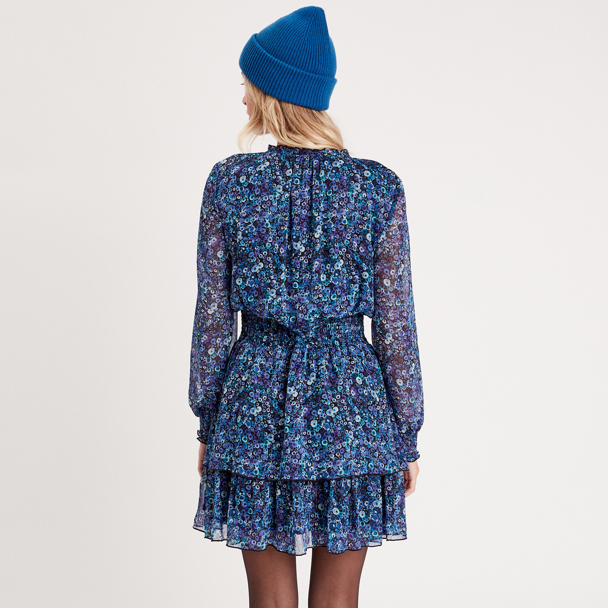 Robe évasée volantée noir femme | Cache Cache