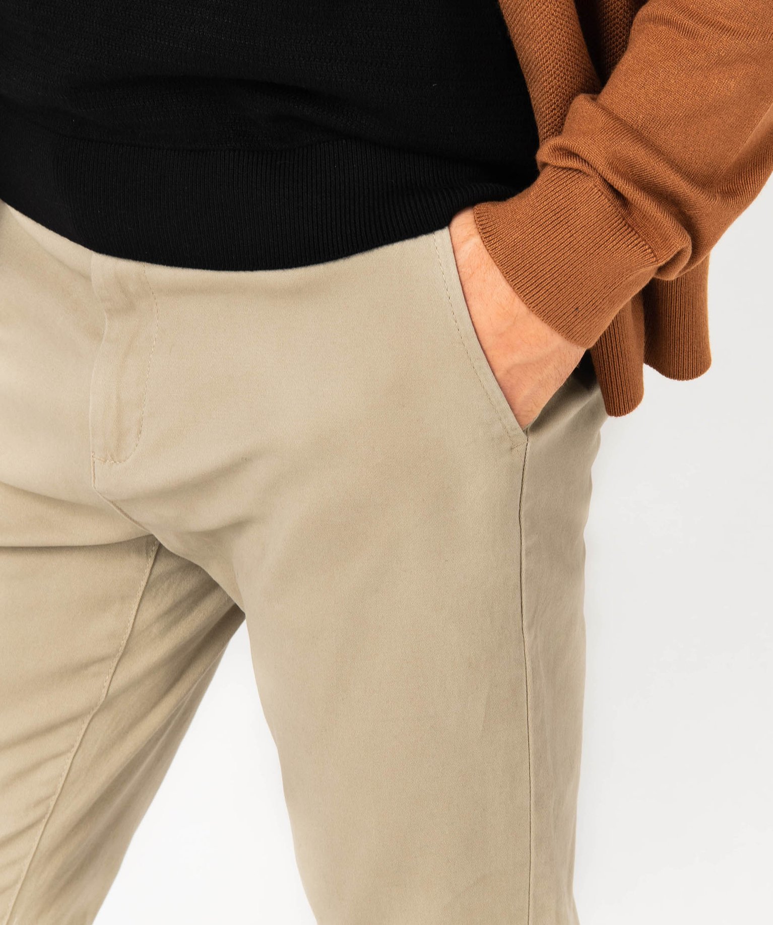 Pantalon chino en coton stretch homme beige | GEMO