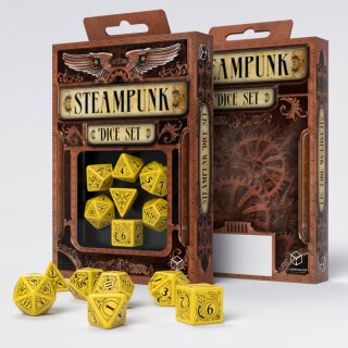 Steampunk Yellow & black Dice Set (7)