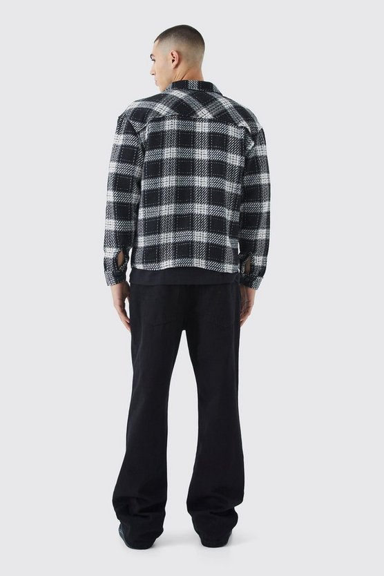 Langärmliges kastiges Overshirt mit Karomuster