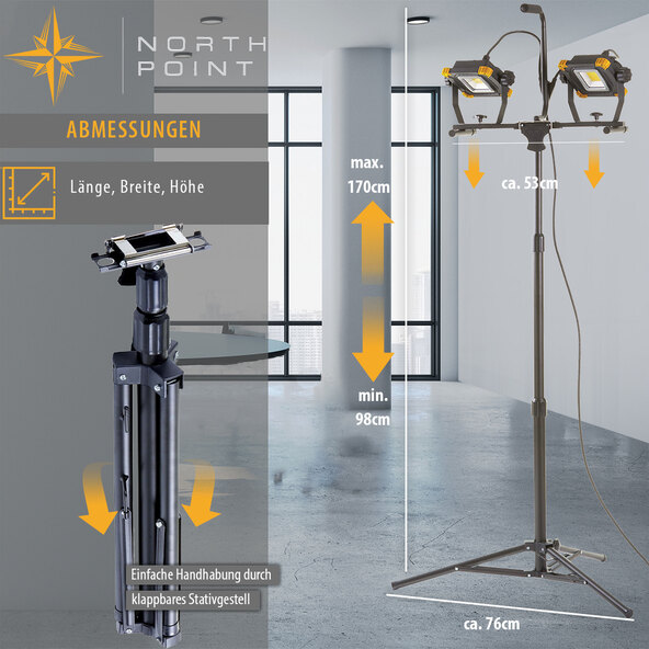 LED-Baustrahler mit ausziehbarem Stativ