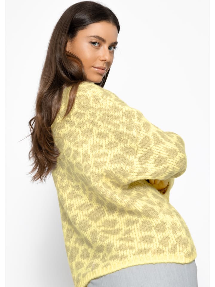 SASSYCLASSY Kurzer Cardigan mit Leo-Print in Gelb günstig kaufen