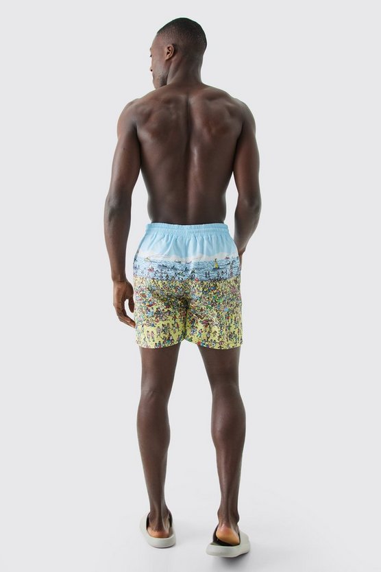 Kurze Badehose mit lizenziertem Worldwide-Print