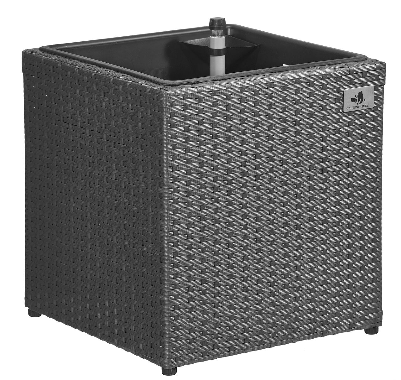 Weles Pflanzkübel Polyratten 36 x 36 x 36 cm, für Innen und Außen, Bewässerungssystem, grau