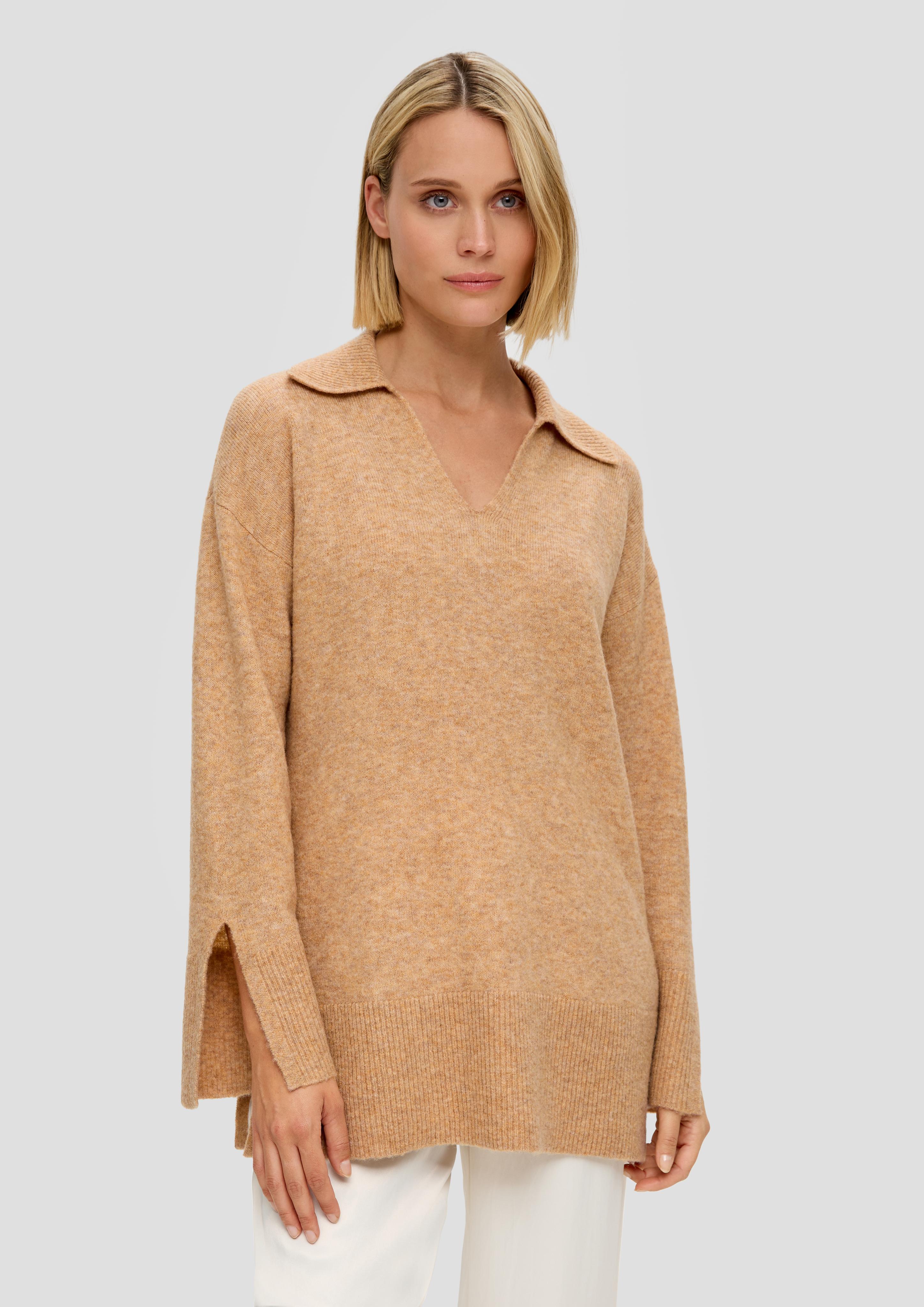 Strickpullover mit Rippblende am Kragen  2138084-18W0