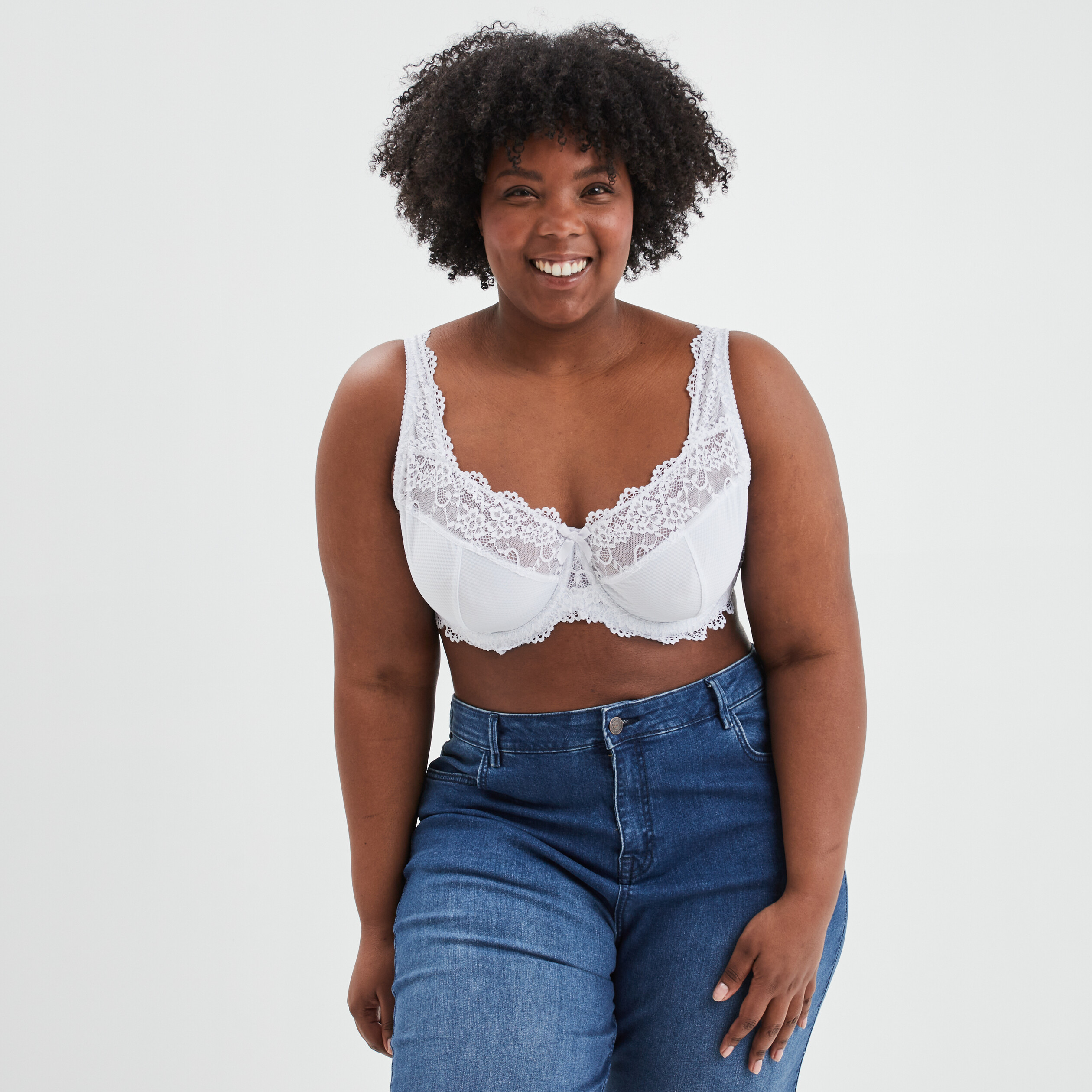 Soutien-gorge corbeille dentelle blanc femme grande taille | La Halle