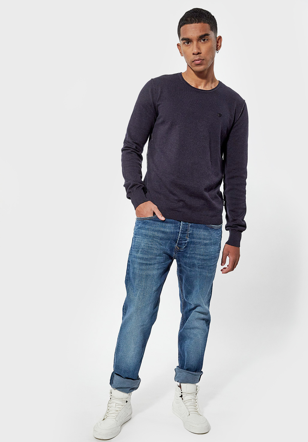 GREAT  Pull régular Homme bleu en 100% coton