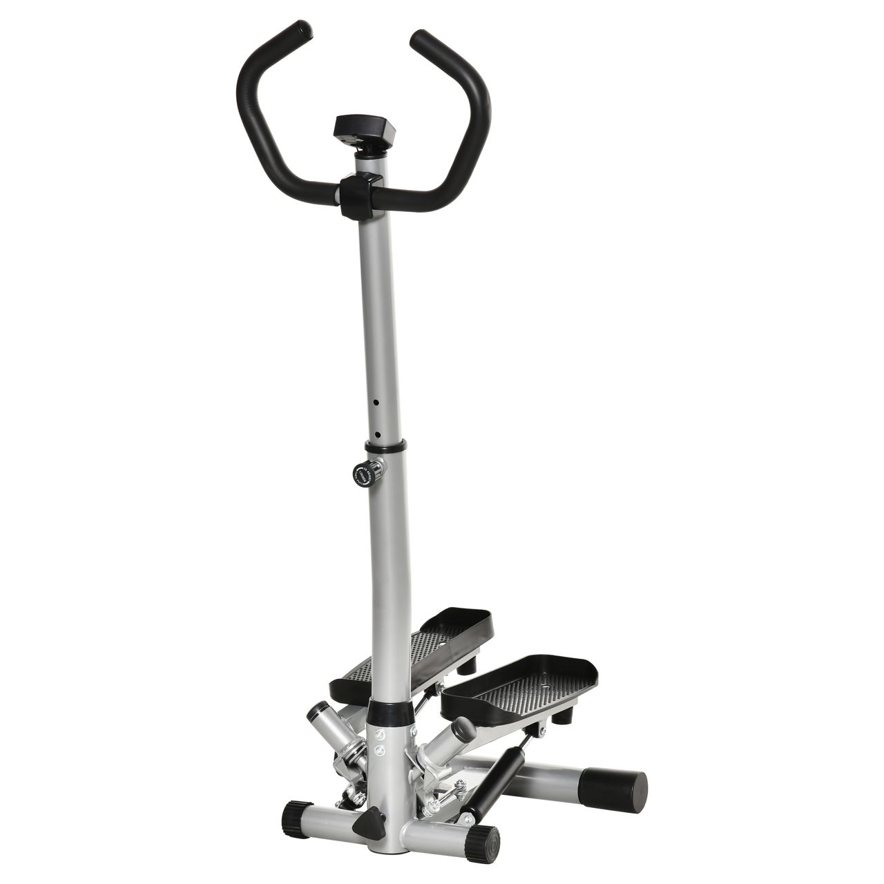 HOMCOM Stepper mit Handgriff Fitness einstellbare Geschwindigkeit Metall ABS Schwarz Silber