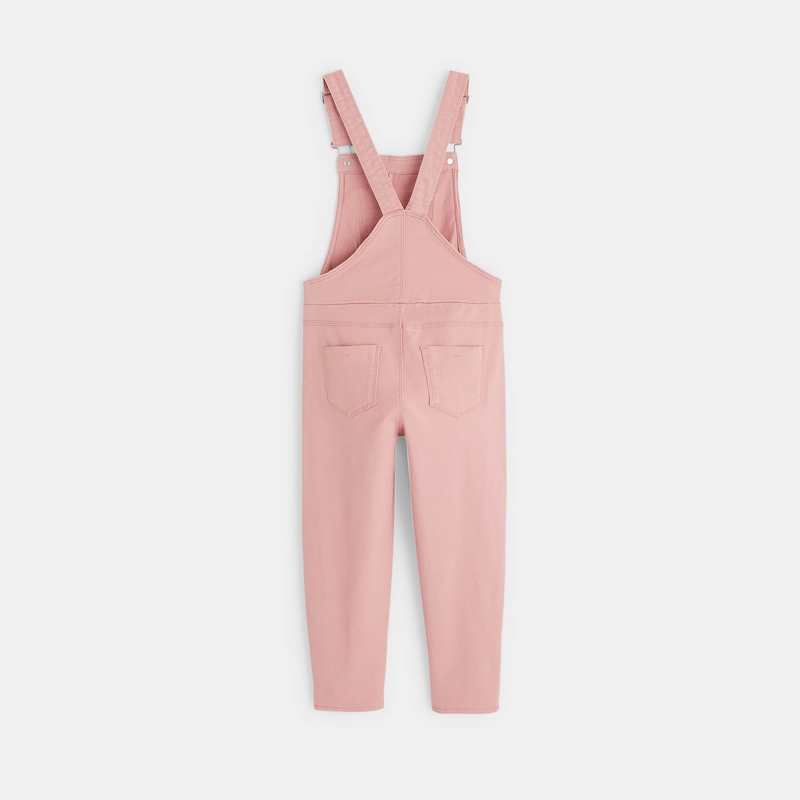 Salopette en toile unie rose fille