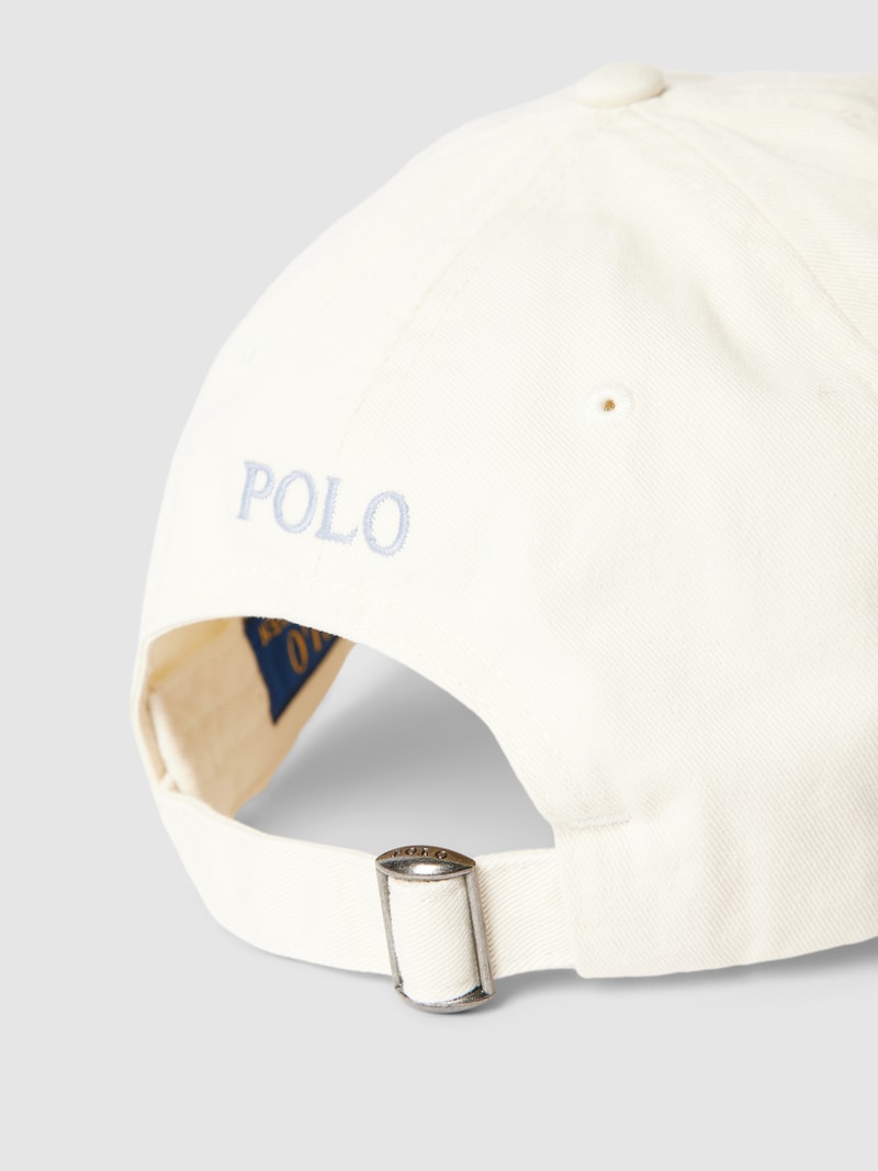 Basecap mit Logo-Stickerei und verstellbarem Riegel in ecru