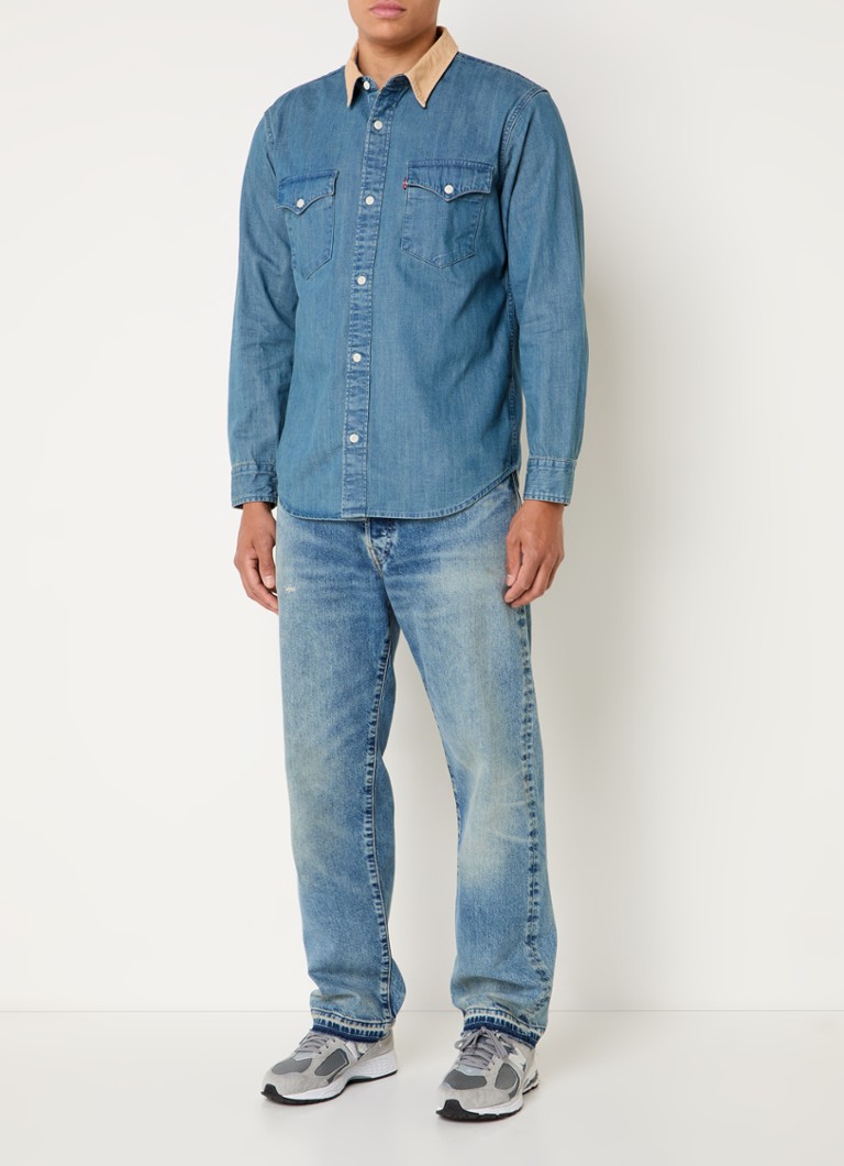 Sobretudo Levi's Western de corte regular em chambray com bolsos no peito.
