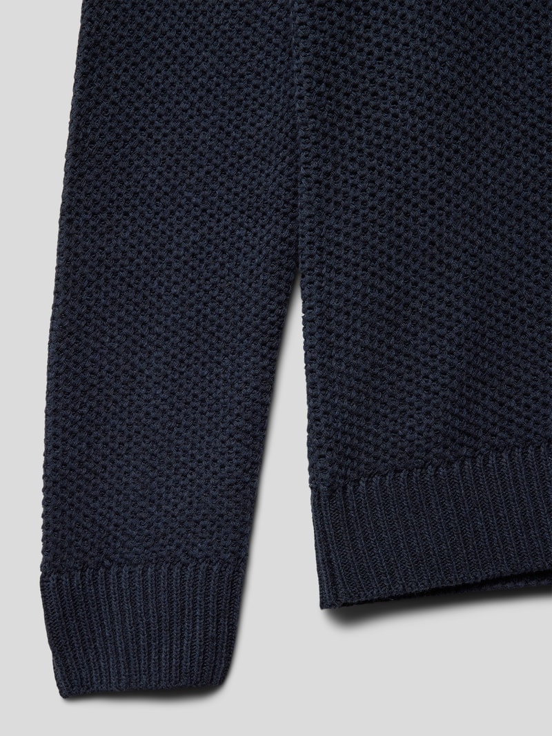 Strickpullover mit Strukturmuster Modell 'JORBRODY' in marineblau