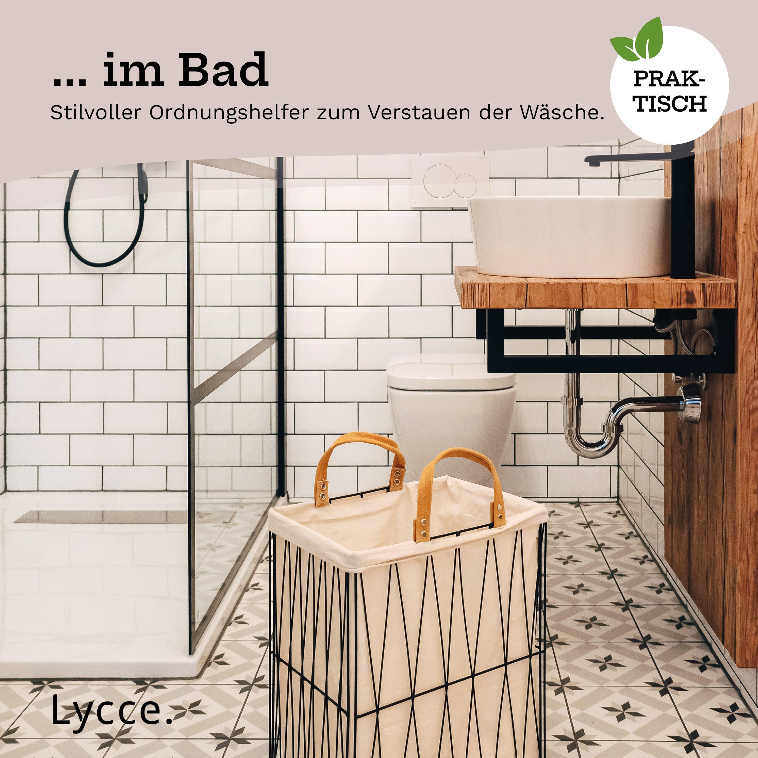 animal-design Wäschebox, 35L aus Metall geflochten, Nischenkorb zusammenklappbar schwarz
