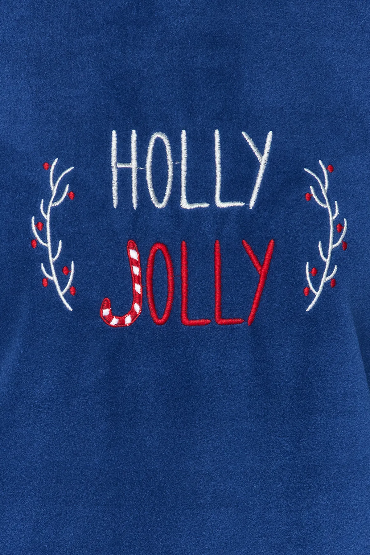 Trendyol Collection  Marineblaues Pyjama-Set aus Fleece mit Slogan und kariertem T-Shirt und Hose aus Strick THMAW24PT00277