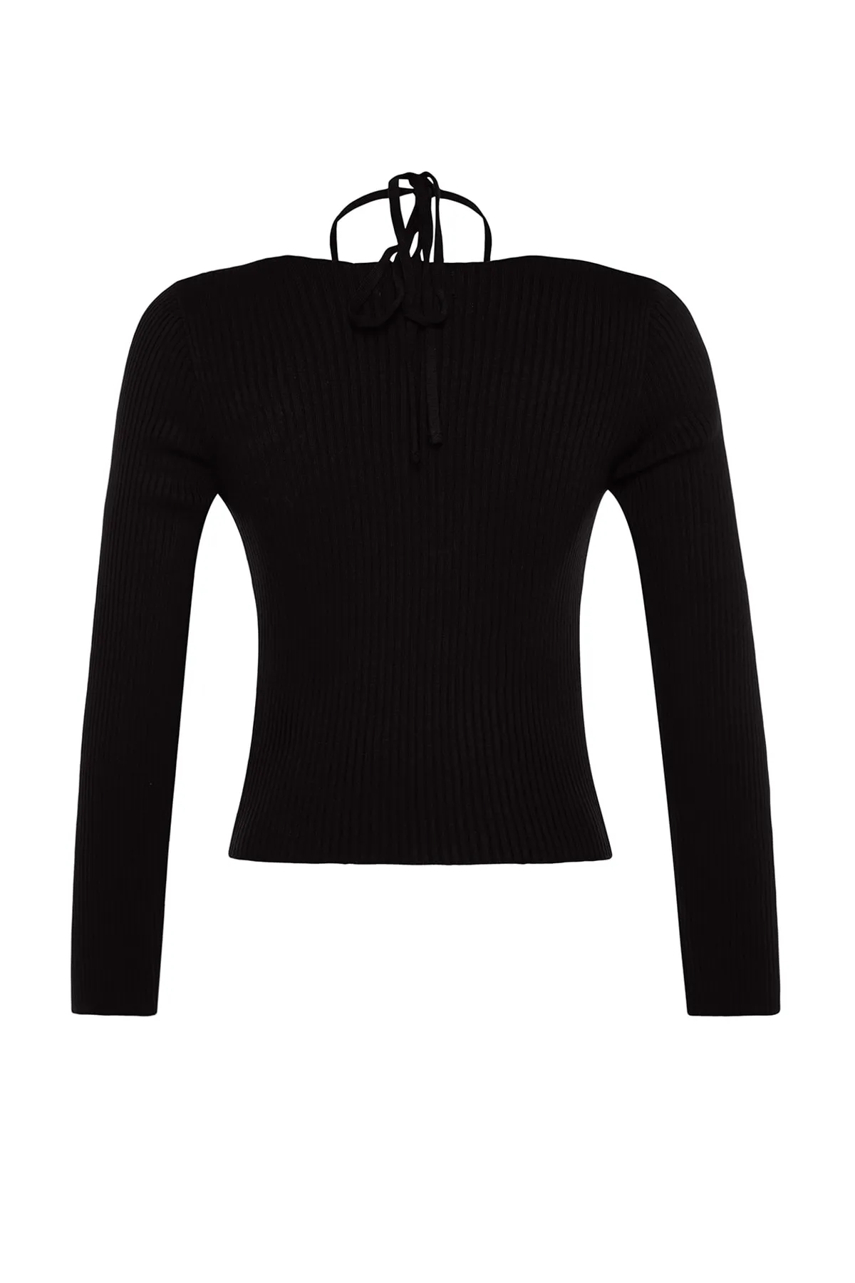 Trendyol Collection  Schwarzer Strickpullover mit Fenster/Cut-Outs TWOAW24KZ01027