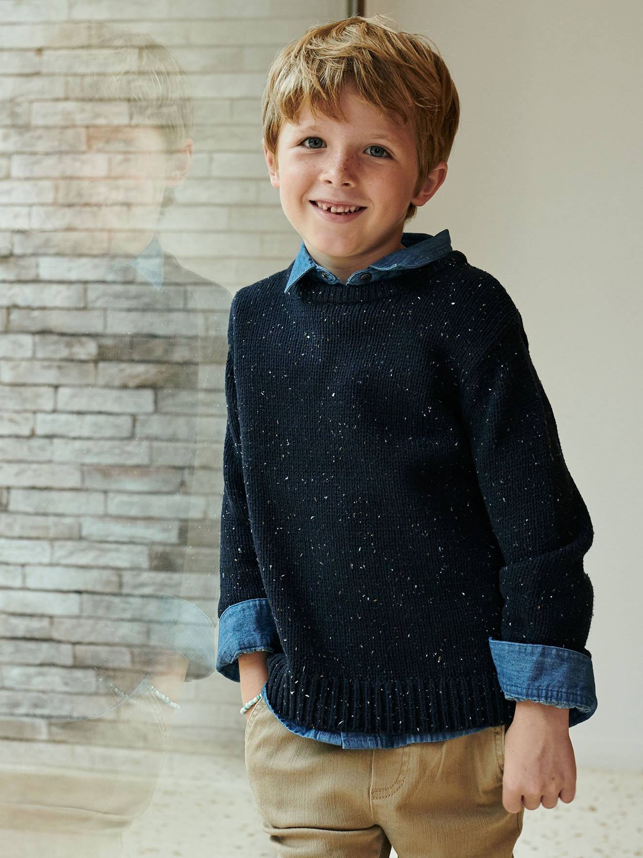 Pull en maille moulinée garçon bleu fabcy naps