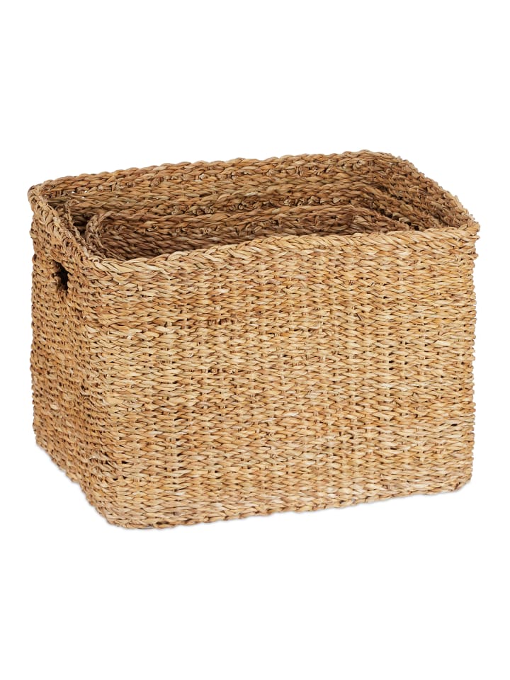 relaxdays 3tlg. Aufbewahrungskorb Set in Natur günstig kaufen onesize