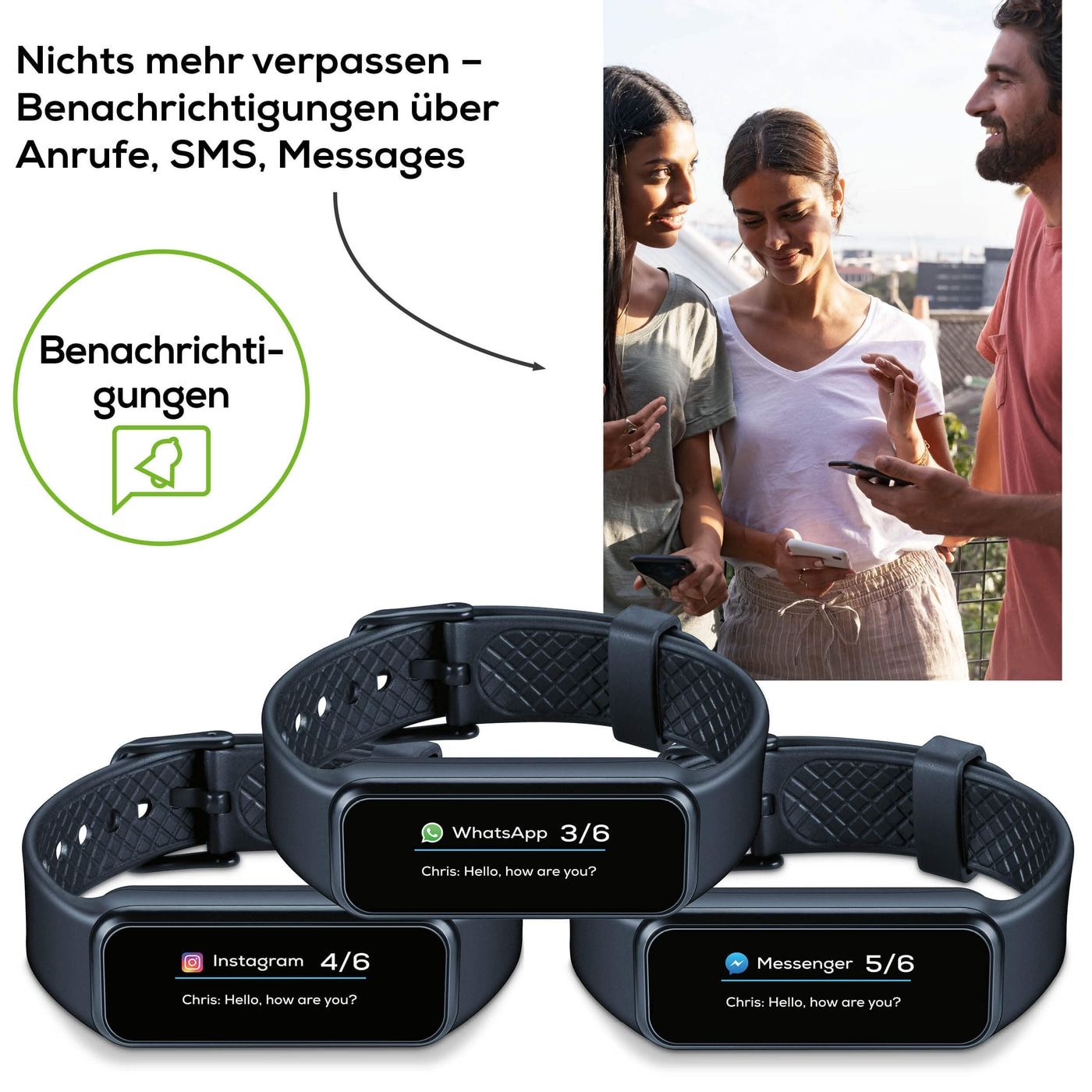 Beurer Aktivitätssensor AS 99 Pulse Bluetooth®-Tracking Fitnessuhr mit Nachrichtenfunktion, Pulsmessung & Kamera-Fernauslöser