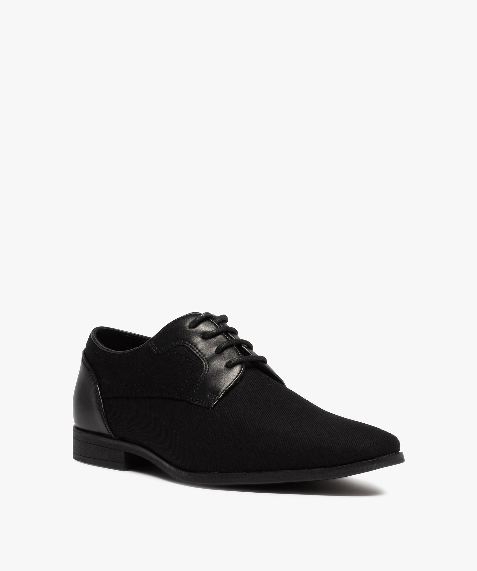Derbies homme unis en toile et matière lisse noir | GEMO