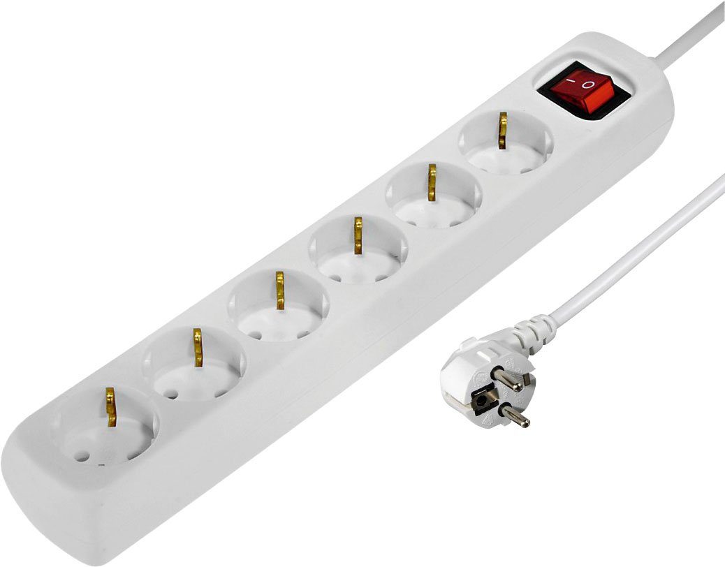 Hama Mehrfachsteckdose, 6-fach, Steckerleiste mit Schalter, 3 m Kabel Steckdosenleiste 6-fach (Kabellänge 3 m)